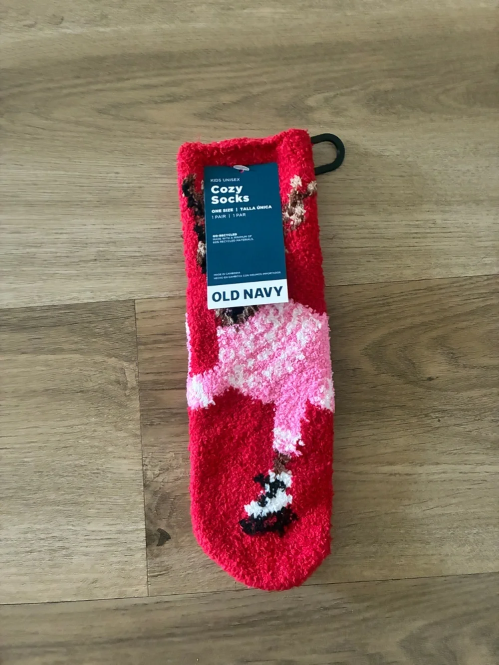 Old Navy Kids Fuzzy Reindeer Slipper Socks Red Holiday Non Slip NWT